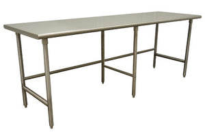 Mesa de trabajo 108 x 24 pulg cubierta de acero inoxidable 430 calibre 16 con patas galvanizadas