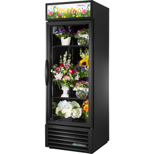 Refrigerador exhibidor de 27", 1 puerta, puertas de cristal, batientes, 2 repisas