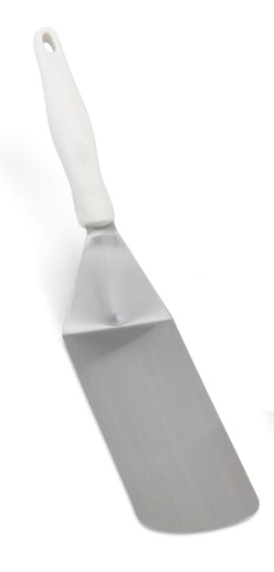 Uso rudo acero inoxidable hamburger turner con flexible blade y blanco nylon Ergo Grip™ mango