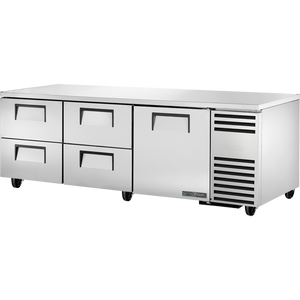 Refrigerador bajo mostrador de 93-1/4", 1 puerta, puerta sólida, batientes, 4 cajones, 2 repisas