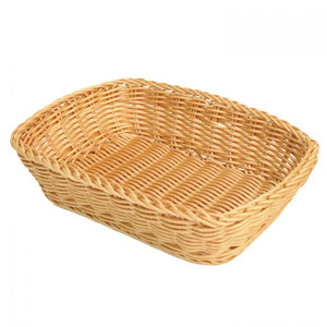 Canasta tejida a mano rectangular de plástico 12" X 9" X 3"