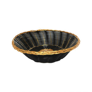 Canasta para pan de plástico redondo dorado 8" x 2 1/4"