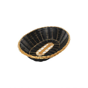 Canasta para pan de plástico ovalado dorado 9 1/4" x 7" x 2 1/4"