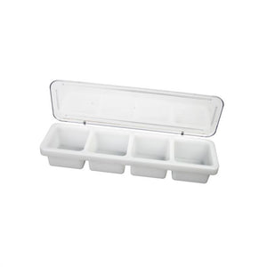 Caddy de bar plástico con 4 compartimentos y tapa 18" x 5" x 3"