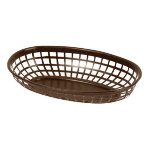 Canasta ovalada de plástico 9 3/8", café