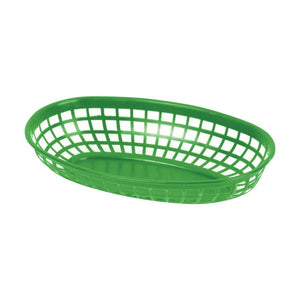 Canasta ovalada de plástico 9 3/8", verde