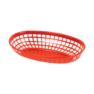Canasta ovalada de plástico 9 3/8", roja