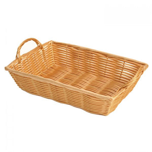 Canasta tejida a mano con asas de plástico 12" X 8" X 3"