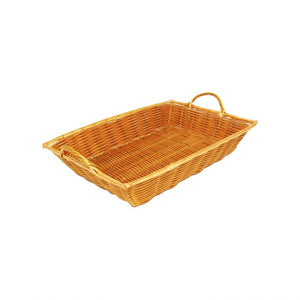 Canasta tejida a mano con asas de plástico 16" X 11" X 3"