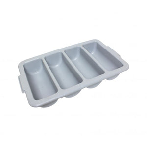 Contenedor para cubiertos de 4 compartimentos, gris