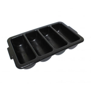 Contenedor para cubiertos de 4 compartimentos, negro