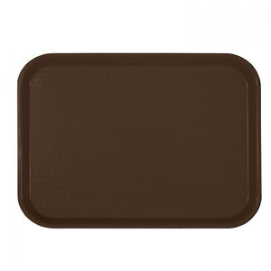 Charola rectangular para comida rápida de plástico color café 10 1/2" X 13 5/8"