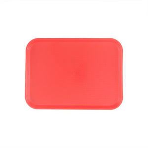Charola rectangular para comida rápida de plástico color rojo 10 1/2" X 13 5/8"