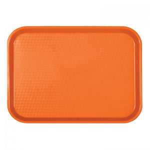 Charola rectangular para comida rápida de plástico color naranja 10 1/2" X 13 5/8"