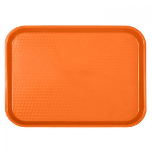 Charola rectangular para comida rápida de plástico color naranja 12" X 16 1/4"