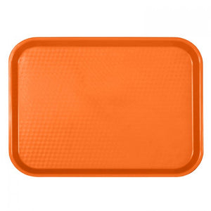 Charola rectangular para comida rápida de plástico color naranja 14" X 17 3/4"