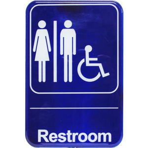 Señal informativa con símbolos "sanitarios accesibles" 6" X 9"