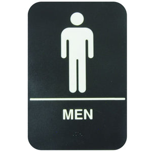 Señal informativa con braille "hombres" 6" X 9"