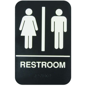 Señal informativa con braille "baño" 6" X 9"