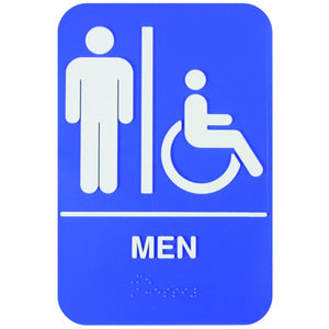 Señal informativa con braille "hombres accesible" 6" X 9"