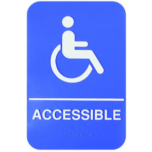Señal informativa con braille "accesible" 6" X 9"