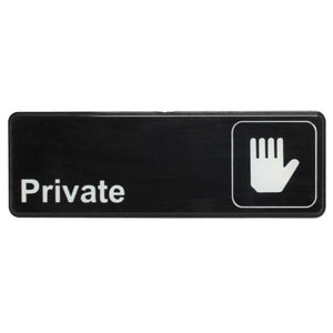 Señal informativa con símbolos "privado" 9" X 3"