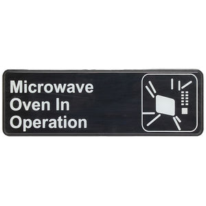 Señal informativa con símbolos "horno de microondas en operación" 9" X 3"