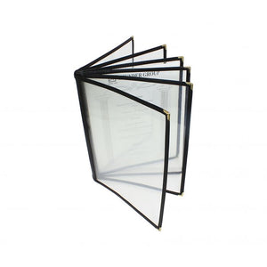Porta menú tipo libro de 6 páginas 8 1/2" x 11", negro