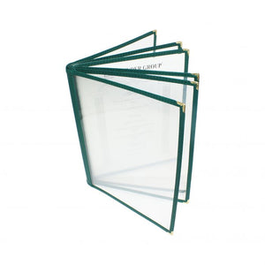 Porta menú tipo libro de 6 páginas 8 1/2" x 11", verde
