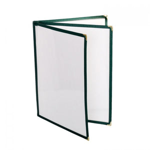 Porta menú tipo libro de 3 páginas 8 1/2" X 11" color verde