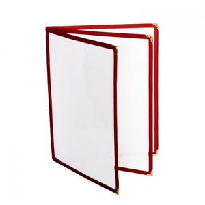 Porta menú tipo libro de 3 páginas 8 1/2" X 11" color guinda
