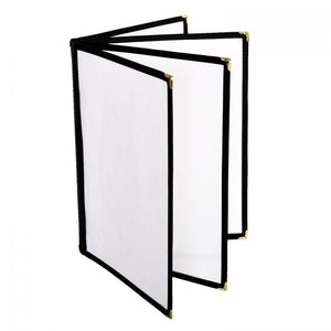 Porta menú tipo libro de 4 páginas 8 1/2" X 11" color negro