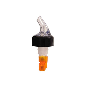 Vertedor dosificador para licor 1/2 oz naranja con collar negro paquete con 12