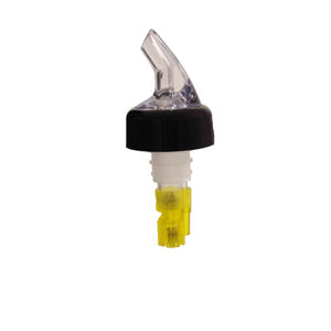 Vertedor dosificador para licor 1-1/2 oz amarillo con collar negro paquete con 12