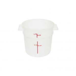 Contenedor redondo para alimentos de polipropileno 1 qt blanco