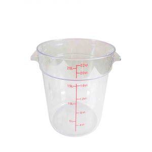 Contenedor redondo para alimentos de policarbonato 22 qt transparente