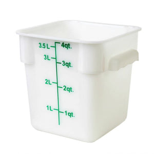 Contenedor cuadrado para alimentos de polipropileno 4 qt blanco