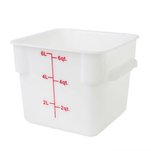 Contenedor cuadrado para alimentos de polipropileno 6 qt blanco