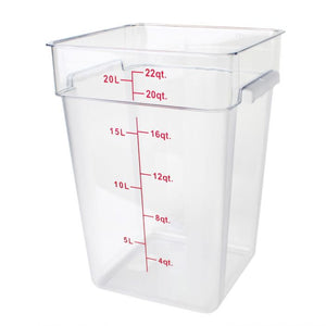 Contenedor cuadrado para alimentos de policarbonato 22 qt transparente