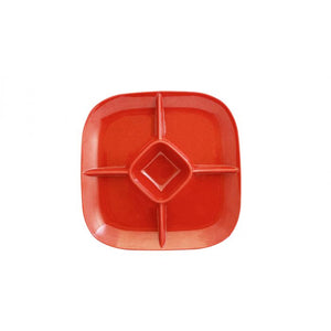 Platón para chips y dip Passion Red de melamina 15" x 15" x 1 3/4" profundidad