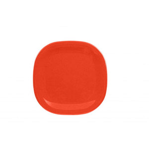 Plato cuadrado redondeado Passion Red de melamina 14" x 14"