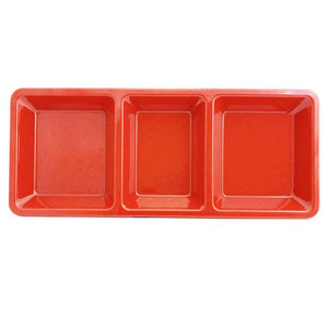 Charola rectangular de 3 compartimentos Passion Red de melamina 28 oz 15" x 6 1/4" x 1 3/8"