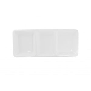 Charola rectangular de 3 compartimentos Passion White de melamina 28 oz 15" x 6 1/4" x 1 3/8"