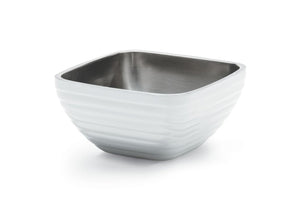 Bowl de servicio de doble pared 1 4/5 qt cuadrado con patrón panal color blanco