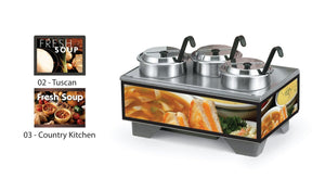 Exhibidor para sopa 120 V entero Con 4 qt accesorio kit y Country Kitchen gráficos
