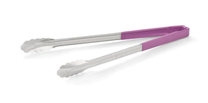 16" acero inoxidable de una pieza scalloped pinzas con morado Kool-Touch® mango