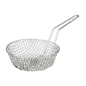 Canastilla culinaria redonda niquelada de malla gruesa 8"