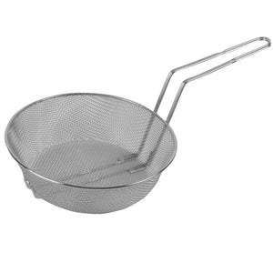 Canasta culinaria redonda niquelada de malla fina 10"
