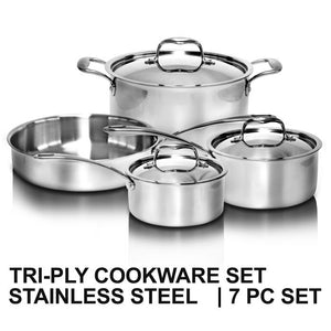 Juego de batería de cocina Tri-Ply 7 piezas