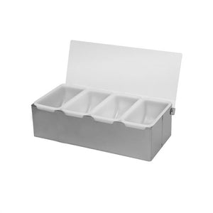 Dispensador de condimentos de acero inoxidable con 4 compartimentos